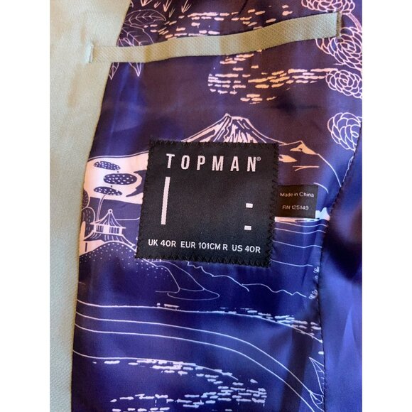 Topman Men’s Blazer Jacket 40R Slim Fit Mint Green Single Button Suit Coat Moder - Picture 7 of 12